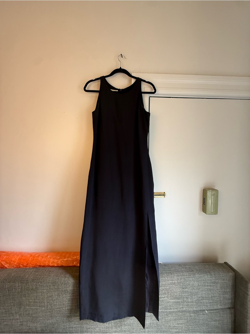 Ann Taylor Black Sleeveless Maxi Dress with Side Slit